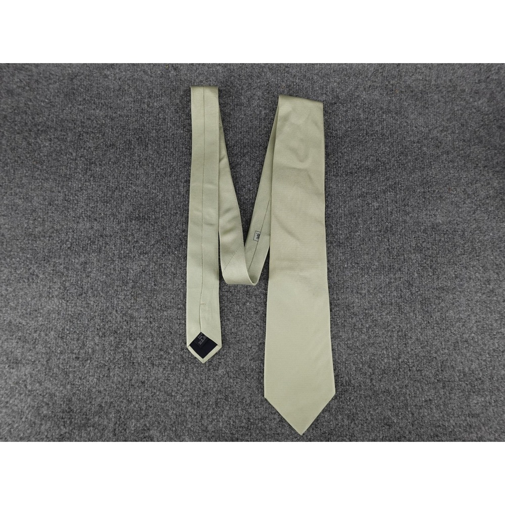 Burberry Necktie Mens OS Sage Green Excellent Ribbed Silk London Italy